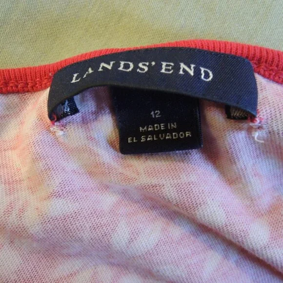 Lands' End Girls Red & White Floral Cotton Knit Dress 12 - Picture 6 of 7